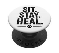 Siéntate. Quédate. Cura. Estilo vintage de terapia para mascotas. PopSockets PopGrip Adhesivo