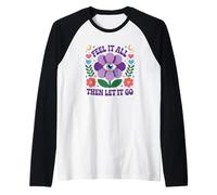 Siéntelo Todo y déjalo IR Flor de Ojos Camiseta Manga Raglan