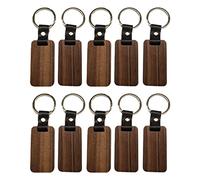 Siepificius 10 llaveros rectangulares para colgar en el coche, manualidades, regalos, Tono de madera oscura, 5.5x2.8cm