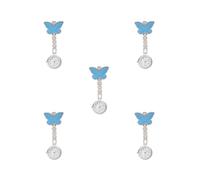 Siepificius Reloj de pared para enfermera, diseño de mariposa, color azul claro, 8 x 2,5 x 3,6 cm, Juego de 5 (azul claro 8 x 2,5 x 3,6 cm), 8x2.5x3.6cm