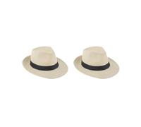 Siepificius Sombrero Panamá de paja para hombre y mujer, sombrero Fedora Trilby, sombrero de sol, sombrero de ala ancha, beige, Juego de 2 (beige), Talla única
