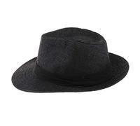 Siepificius Sombrero Panamá de paja para hombre y mujer, sombrero Fedora Trilby, sombrero de sol, sombrero de ala ancha, beige, Negro, Talla única