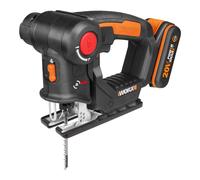 WORX WX550 Sierra sable y de calar 2 en 1 20V PowerShare, Batería 2Ah, Cambio de cuchilla sin herramientas, Velocidad variable, Negro, Naranja