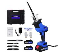 Sierra alternante eléctrica inalámbrica de corte de sable de velocidad variable con batería y carga, 4 hojas de sierra ideales para cortar madera, PVC y metal (con 2 baterías)