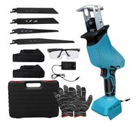 Sierra Alternativa Inalámbrica Compatible con Makita 18V, Sierra Sable Eléctrica Velocidad Variable, Sierra Manual con Cambio Hoja sin Herramientas, para Metal, Tuberías, Poda Árboles (Dos baterías)