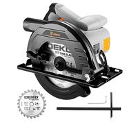 Sierra Circular 1200W: DEKOPRO Sierra Circular con Guia, Hoja de sierra Ø185mm(24T)，4800 RPM, Profundidad máxima de corte 65mm (90°), 43mm (45°), 2M Cable,Incluye guía, Ideal para Cortar Madera