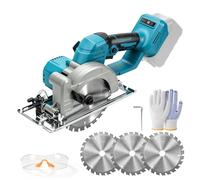 Sierra Circular a batería 6 Pulgadas para Makita 18V (sin Batería) | 400 W, mini sierra circular sin escobillas, 3 hojas, inclinación 45°, corte máx. 54 mm, Guantes, Gafas