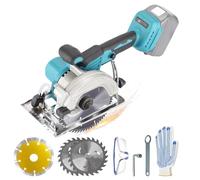 Sierra circular a batería para Makita 18 V con 2 cuchillas (125 mm), 6200 RPM, sierra circular portátil sin escobillas ajustable ángulo y profundidad de corte (sin batería)