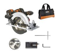 Sierra circular Brushless 20V Worx | PowerShare | WX520 | Incluye 1 batería 4Ah y cargador | Motor sin escobillas, corte a bisel