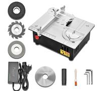 Sierra circular de mesa de 96 W con 4 cuchillas, fuente de alimentación de 7 velocidades, mini sierra de mesa eléctrica portátil, máquina de corte de precisión, ajustable, multifuncional, pequeña