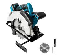 Sierra circular inalámbrica compatible con batería Makita de 18 V, sierra circular eléctrica de 7-1/4 pulgadas con 2 cuchillas, 5000 RPM sin escobillas, bisel de 0-45°, para corte de plástico y