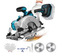 Sierra circular inalámbrica Compatible con la batería de litio Makita 18V, mini sierra circular sin escobillas con 2 hojas de sierra (125 mm), con corte diagonal, 6200 rpm, ideal para cortar madera
