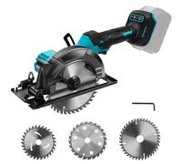 Sierra circular inalámbrica de 18 V, compatible con Makita, motor sin escobillas, 5800 rpm, profundidad de corte 55 mm, 3 cuchillas incluidas, corte de pestaña 0-45°, para madera, metal y piedra