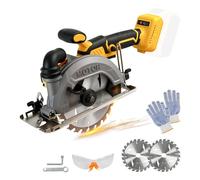 Sierra circular inalámbrica de 6 pulgadas compatible con batería Dewalt de 18 V y 20 V, profundidad máxima de corte de 50 mm, mini sierra circular sin escobillas de 0 a 45° con 2 cuchillas (150 mm