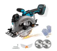 Sierra circular inalámbrica de 6 pulgadas compatible con batería Makita de 18 V-21 V (sin batería), sierra circular sin escobillas de 6200 RPM con 2 hojas de sierra de 24 dientes, profundidad máxima