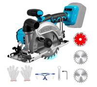 Sierra circular inalámbrica para Makita 18 V, batería de litio, sin escobillas, mini sierra circular de mano con 2 hojas, minisierra circular para cortar azulejos y madera (150 mm)