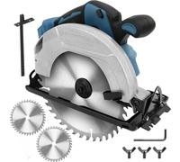 Sierra circular profesional compatible con Makita de 18 V batería con 2 hojas de sierra (185 mm), profundidad de corte: 64 mm, sierra circular manual, sierra circular con batería, sierra sin