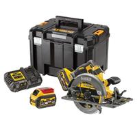 Sierra Circular sin escobillas XR FLEXVOLT 54V con 2 baterías 54V/18V Li-Ion 6Ah Ø190mm y 61mm prof. con base carril y con maletín TSTAK VI