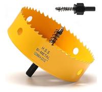 Sierra corona 120mm, bi-metálica sierra perforadora con árbol hexagonal y brocas de centrado, sierra de corona para madera, metal suave, PVC, Amarillo
