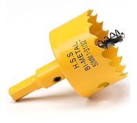 Sierra corona 50mm, bi-metálica sierra perforadora con árbol hexagonal y brocas de centrado, sierra de corona para madera, metal suave, PVC, Amarillo