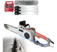 Sierra De Cadena De Hormigón Eléctrica, Cortadora De Hormigón Con Agua, Cortadora De Muros A Mano, 14"/19" Profundidad, Cadena De Diamante Potente, Para Granito Y Hormigón Armado(48cm,3*blade)