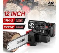 Sierra de cadena eléctrica sin escobillas de 12 pulgadas, 3500W, inalámbrica, para recortar madera, herramientas eléctricas portátiles, cortadora de jardín para batería Makita 2 Battery