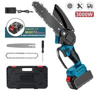 Sierra de cadena sin escobillas Seeiswork de 6 pulgadas, sierra de poda manual inalámbrica, herramienta de corte de sierra eléctrica para carpintería, batería Makita de 21V Style B 2 battery