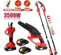 Sierra de cadena telescópica 4 en 1, tijeras eléctricas de 3500W, sierra inalámbrica para ramas altas, herramienta eléctrica de poda de jardín para batería Makita With 2 Battery