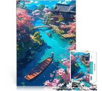 Sierra de calar, 1000 piezas para adultos, Greater Sakura Village Stressabbau-Spielzeug mit vollständig ineinander greifenden, zufällig geformten Teilen, 70 x 100 cm