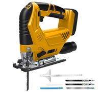 Sierra de calar inalámbrica compatible con batería Dewalt de 20 V (sin batería), sierra de calar eléctrica con bisel de 45°, 6 velocidades, 4 orbitales, manguera de polvo, regla guía y 5 cuchillas