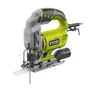 RYOBI - Sierra de Calar Pendular 220V, 500W, 3000cps/min, Inclinación 0 a 45° Derecha e Izquierda, Mango GripZone, Soplador, Cuchilla Divisora, Gatillo de Bloqueo, Uso en Madera y Metal - RJS750-G