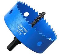 Sierra de corona de 100 mm, acero rápido HSS M42, sierra perforadora bimetálica, fresa de agujeros con vástago hexagonal y broca para madera, paneles de yeso y chapa metálica, 1 unidad, color azul