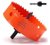 Sierra de corona de 110 mm, color naranja, acero rápido HSS M42, sierra perforadora bimetálica, fresadora de agujeros con vástago hexagonal y broca con profundidad de corte de 35 mm para madera