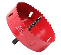 Sierra de corona de 115 mm, acero rápido HSS M42, sierra perforadora bimetálica, fresa de agujeros con vástago hexagonal y broca para madera, paneles de yeso y chapa metálica, 1 pieza roja