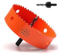 Sierra de corona de 120 mm, color naranja, acero rápido HSS M42, sierra perforadora bimetálica, fresadora de agujeros con vástago hexagonal y broca con profundidad de corte de 35 mm para madera