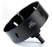 Sierra de corona de 127 mm, acero rápido HSS M42, sierra perforadora bimetálica, fresa de agujeros con vástago hexagonal y broca para madera, paneles de yeso y chapa metálica, 1 pieza negra