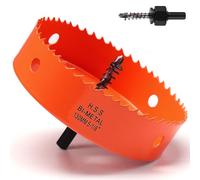 Sierra de corona de 130mm naranja, acero rápido HSS M42 bi-metal, sierra de corona para madera, fresadora de agujero con eje hexagonal y broca con 35 mm de profundidad de corte para madera, material