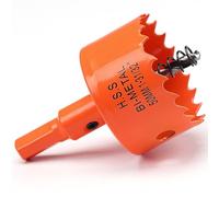 Sierra de corona de 50 mm, color naranja, acero rápido HSS M42, sierra perforadora bimetálica, fresadora de agujeros con vástago hexagonal y broca con profundidad de corte de 30 mm para madera