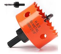 Sierra de corona de 65 mm naranja, acero rápido HSS M42 bi-metal, sierra de corona para madera, fresadora de agujero con eje hexagonal y broca con 35 mm de profundidad de corte para madera, material