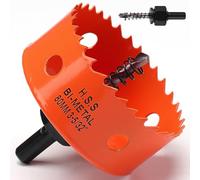 Sierra de corona de 80 mm naranja, acero rápido HSS M42 bi-metal, sierra de corona para madera, fresadora de agujero con eje hexagonal y broca con 35 mm de profundidad de corte para madera