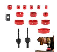 Sierra de corona - Set de 13 Brocas para Taladro | Juego de Sierras de Copa para Electricista | para taller, construcción, mejoras en el hogar, fabricación, madera blanda, contrachapado, PVC