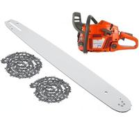 Sierra de gasolina de corte de madera de 20 pulgadas, 24 pulgadas, 28 pulgadas, compatible con Husqvarna 372 372XP 72cc de 2 tiempos (2 cadenas de 20 pulgadas)