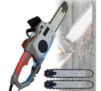 Sierra de HormigóN EléCtrica Motosierra eléctrica de mano, cortadora de pared con cadena de diamante, 2 cadenas, 2 barras guía y sistema de supresión de polvo con alimentación de agua, para