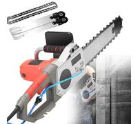 Sierra de hormigón portátil, motosierra eléctrica para hormigón, máquina ranuradora de pared portátil con bomba de agua, 2 cadenas/2 barras guía, para cortar ladrillo, barras de acero y cemento (pro