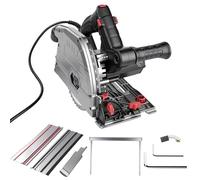 Sierra de Inmersión con Guía Incluida 1400 mm, Sierra Circular Portátil de 1200 W Potencia, Profundidad de Corte de 57 mm, Cortes Biselados de 0 a 45°, Ø165 mm, 40T