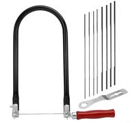 Sierra de mano con soporte en U de 260 mm con 8 cuchillas de acero, adecuada para cortar madera, plástico, metal, incluye mango ergonómico de madera y práctica herramienta de cambio de hoja