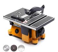 Sierra de mesa de precisión portátil, mini sierra ingletadora eléctrica de 60 W con 3 hojas de sierra, velocidad 5000 r/min para manualidades, corte de metal, azulejos de cerámica, vidrio