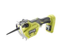 RYOBI - Sierra de Mano 18V ONE+ - Hoja 15cm Intercambiable sin Herramientas, Capacidad de Corte Ø8cm - Soporte de Sujeción de Metal, Mango GripZONE+ (Batería y Cargador no Incluidos) - RY18PSA-0