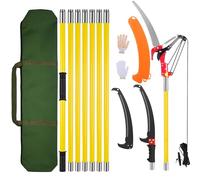 Sierra de Poda Telescópica de Mano 8M,2 In 1 Pertiga Podar Telescopica con Bolsa, Serrucho de Poda Telescopico,Herramientas de Jardinería para Podar Arboles Altos