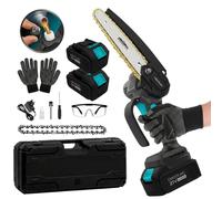 Cecotec Sierra de Podar a Batería MontanaForce 6400 Hand. Espada 6 Pulgadas, Motor Brushless 700W, 2 Baterías Nexus 21V 4Ah, Engrasado a Botón, Incluye Maletín, Cadena Extra, Gafas y Guantes